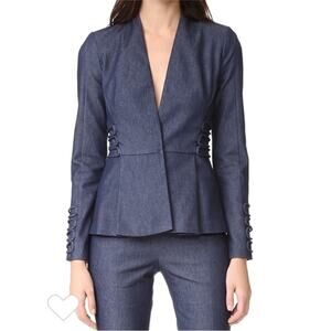 Cushine et Ochs Black Peplum Blazer Strappy Tied Up Deep V Jacket 12
